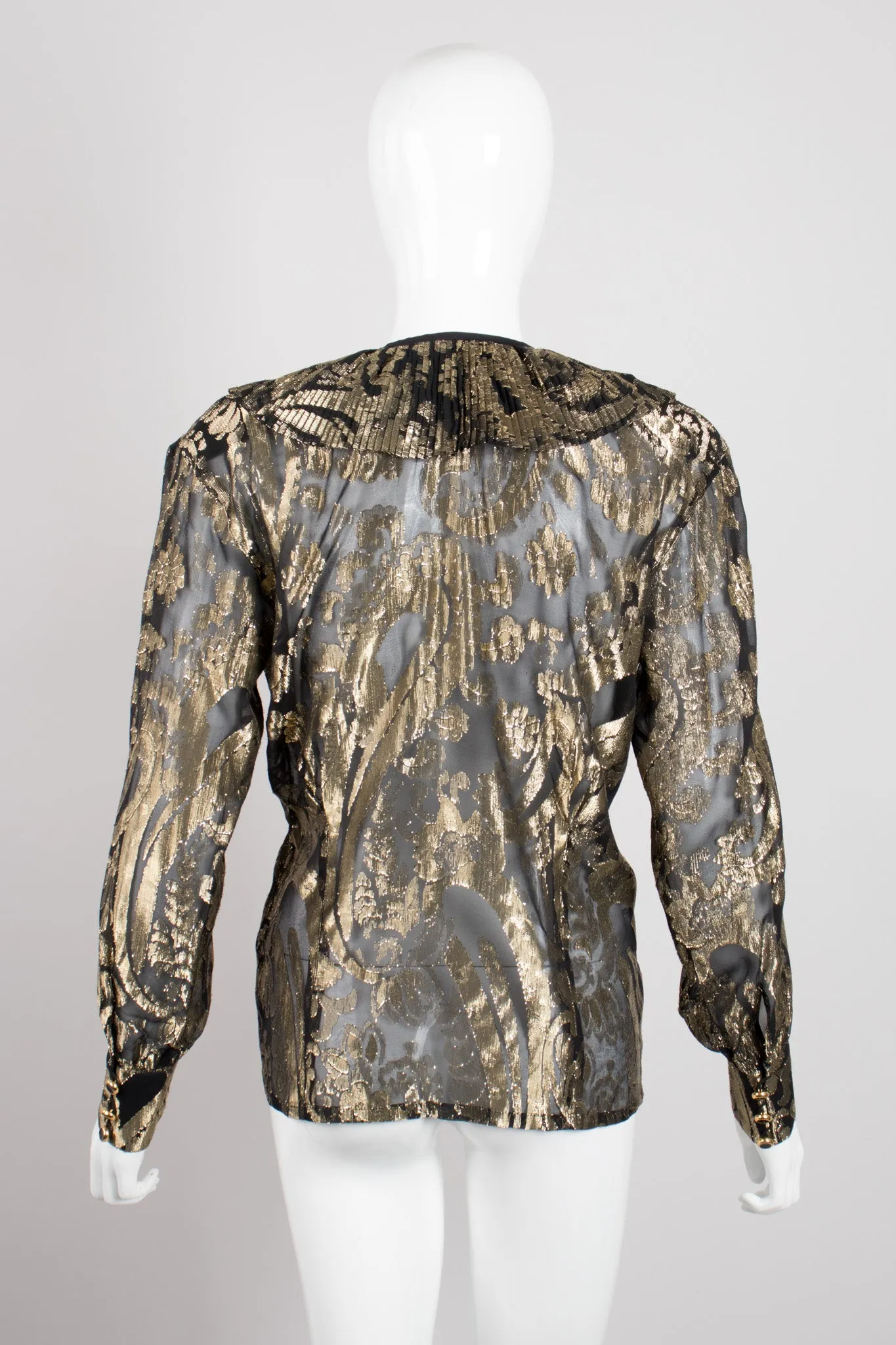 Sheer Brocade Wrap Blouse