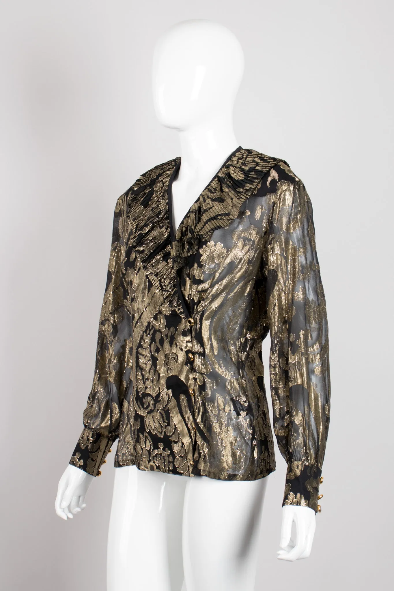 Sheer Brocade Wrap Blouse