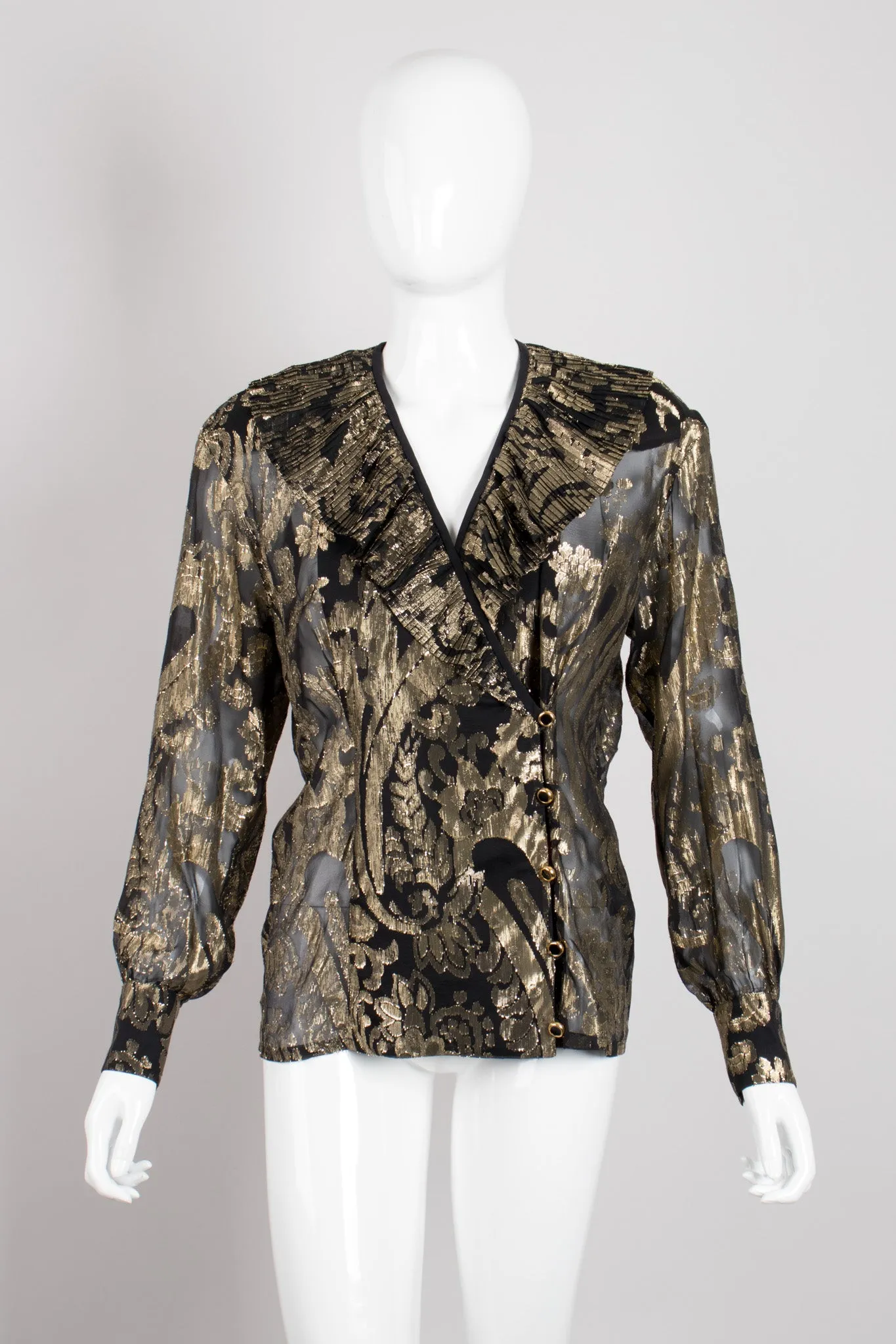 Sheer Brocade Wrap Blouse