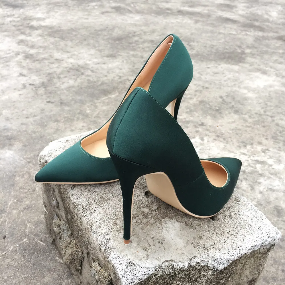 Silk Upper Women Sexy High Heels Elegant Lady Pointed Toe Party Pumps Woman Comfort Dress Shoes Customized Accept