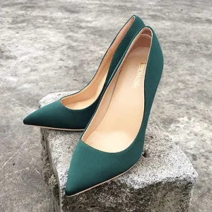 Silk Upper Women Sexy High Heels Elegant Lady Pointed Toe Party Pumps Woman Comfort Dress Shoes Customized Accept