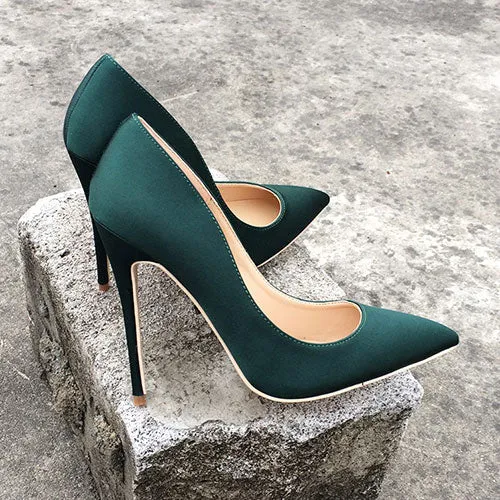 Silk Upper Women Sexy High Heels Elegant Lady Pointed Toe Party Pumps Woman Comfort Dress Shoes Customized Accept