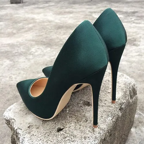 Silk Upper Women Sexy High Heels Elegant Lady Pointed Toe Party Pumps Woman Comfort Dress Shoes Customized Accept