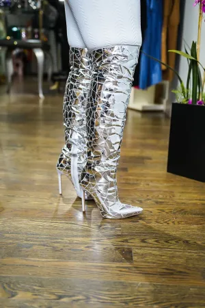 Silver Dazzled Shattered Boot
