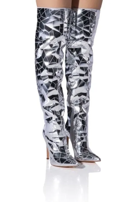 Silver Dazzled Shattered Boot