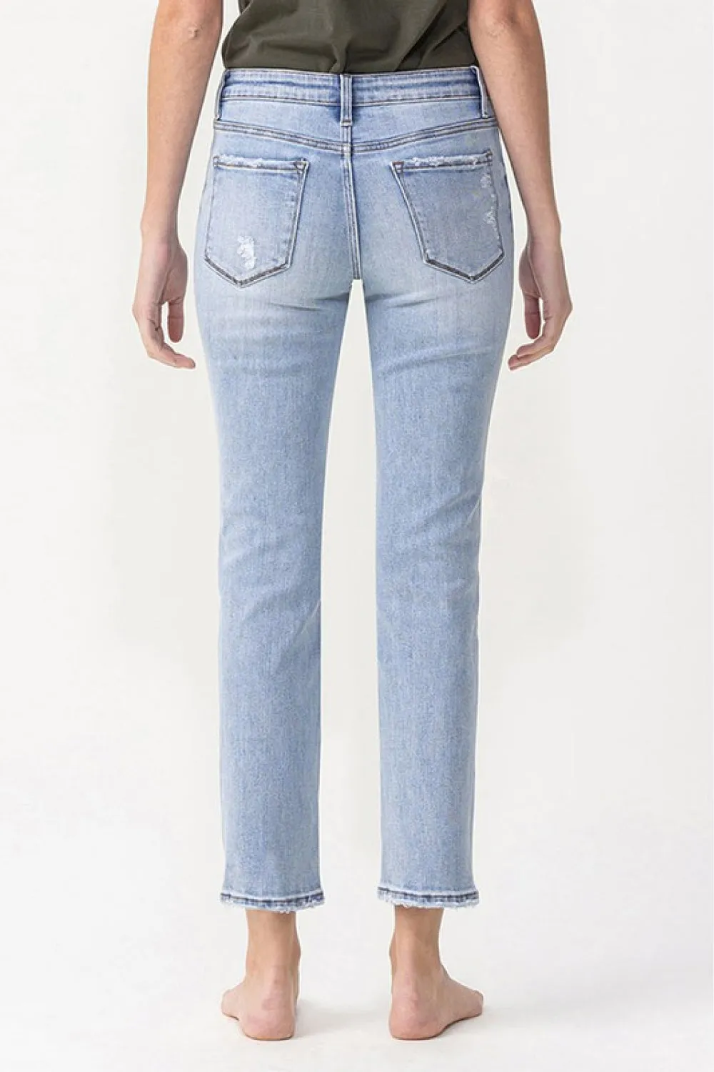 Size 32 Andrea Midrise Crop Light Blue Straight Jeans