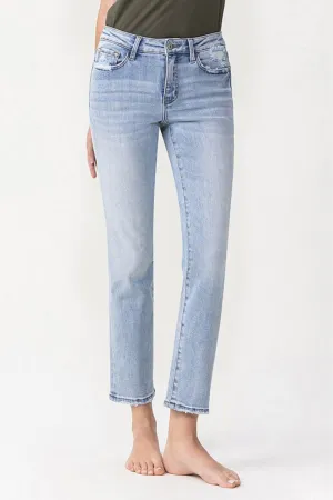Size 32 Andrea Midrise Crop Light Blue Straight Jeans