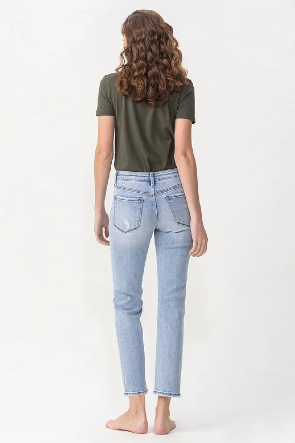 Size 32 Andrea Midrise Crop Light Blue Straight Jeans