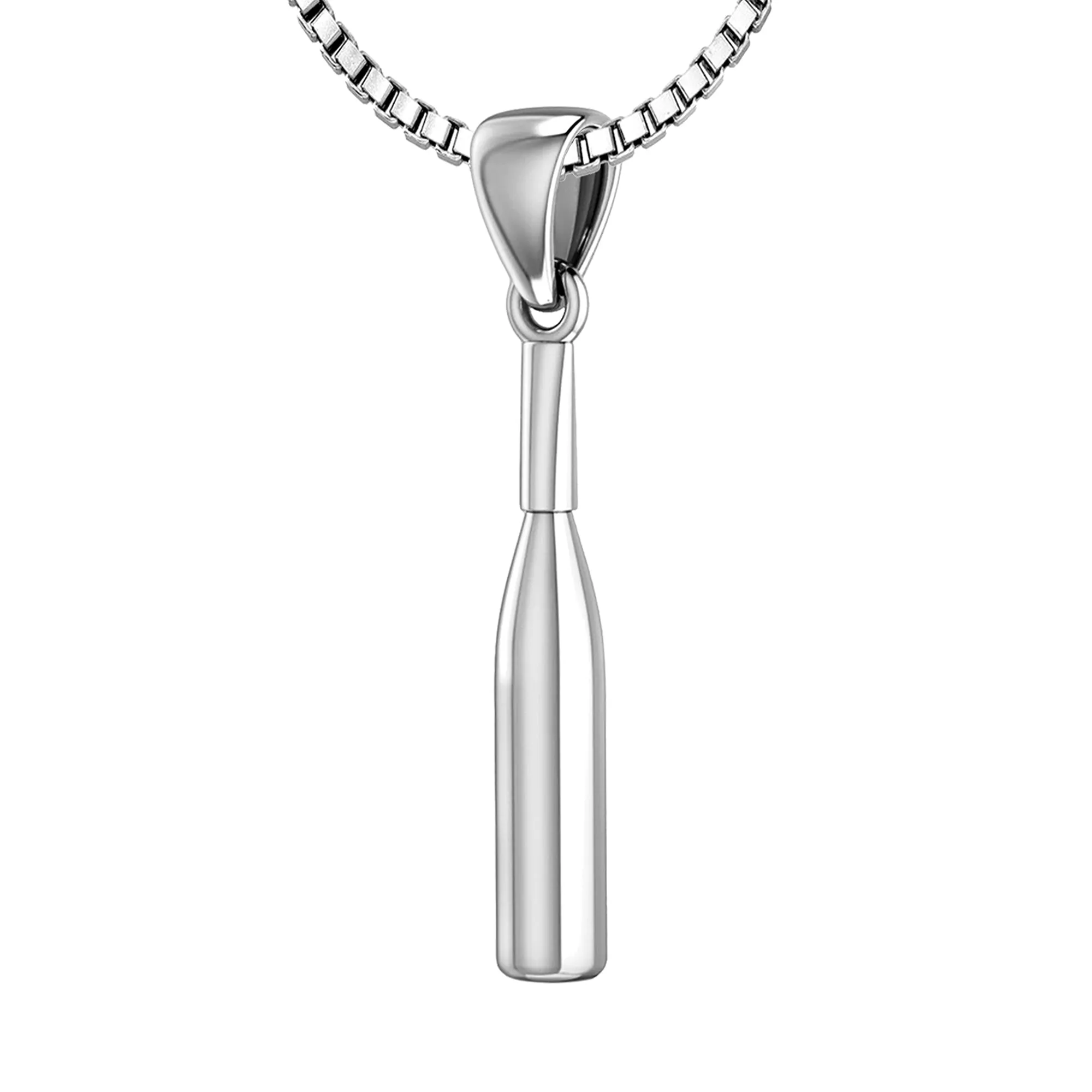 Small 925 Sterling Silver 3D Baseball Bat Pendant Necklace, 29mm