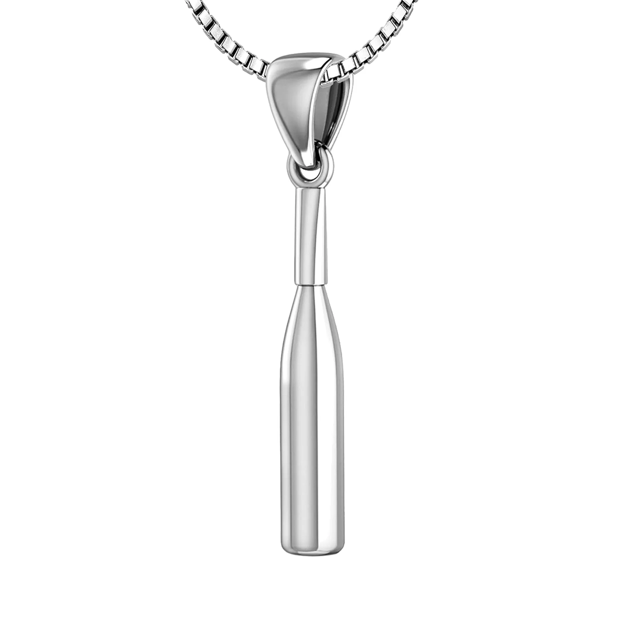 Small 925 Sterling Silver 3D Baseball Bat Pendant Necklace, 29mm