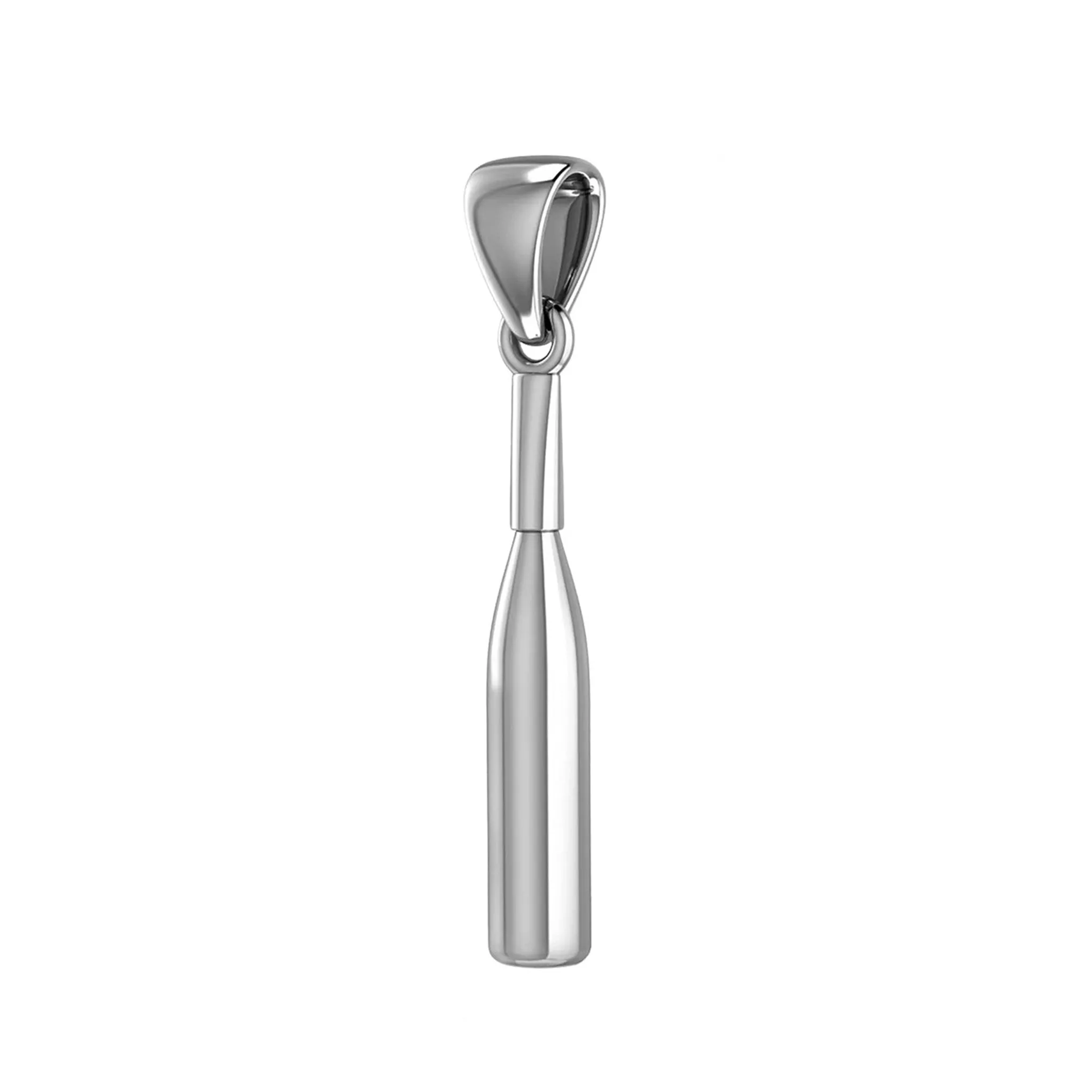 Small 925 Sterling Silver 3D Baseball Bat Pendant Necklace, 29mm