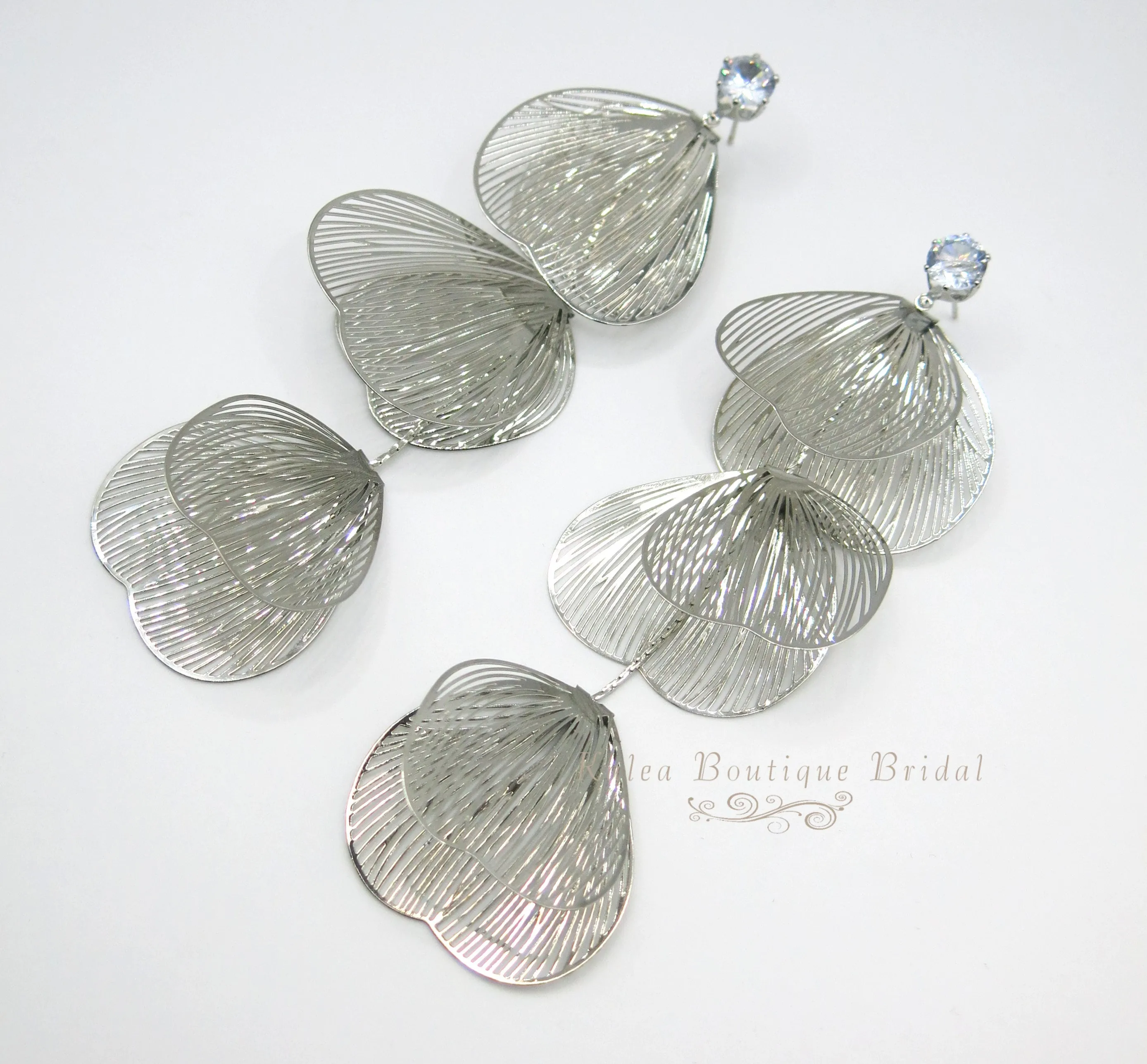Small Bridal Floral Hair Comb, Laser Cut Flower Hair Comb Headpiece, Dangle Wedding Earrings or Necklace