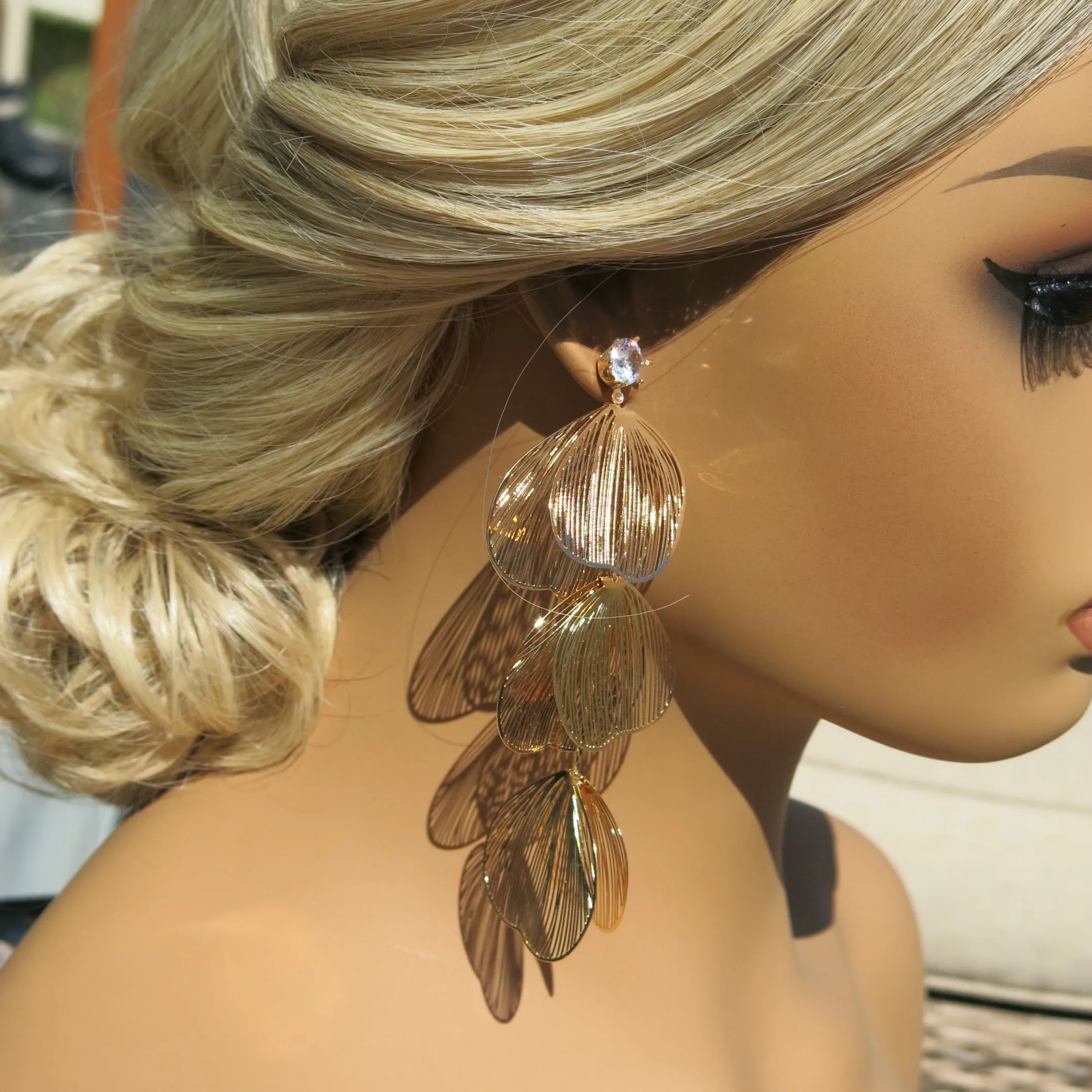 Small Bridal Floral Hair Comb, Laser Cut Flower Hair Comb Headpiece, Dangle Wedding Earrings or Necklace