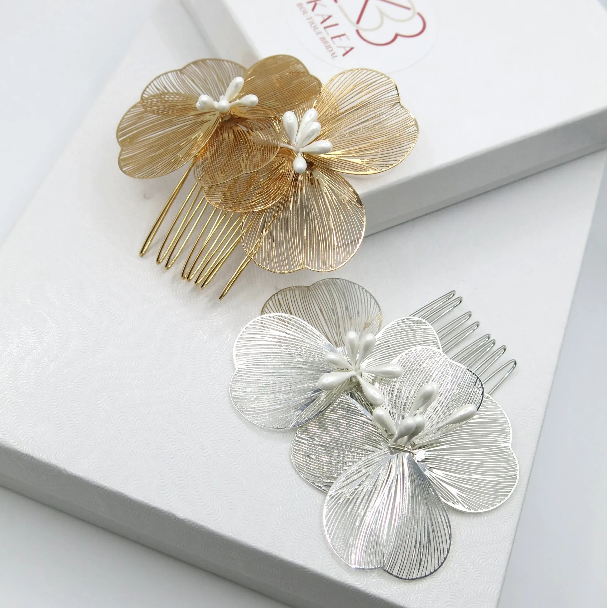 Small Bridal Floral Hair Comb, Laser Cut Flower Hair Comb Headpiece, Dangle Wedding Earrings or Necklace