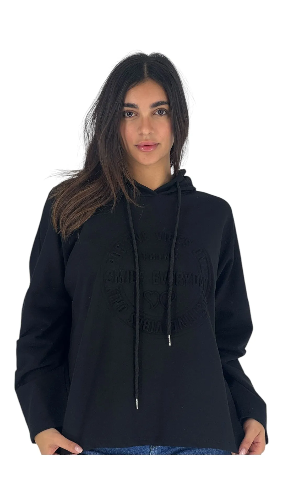 Smile black hoodie top