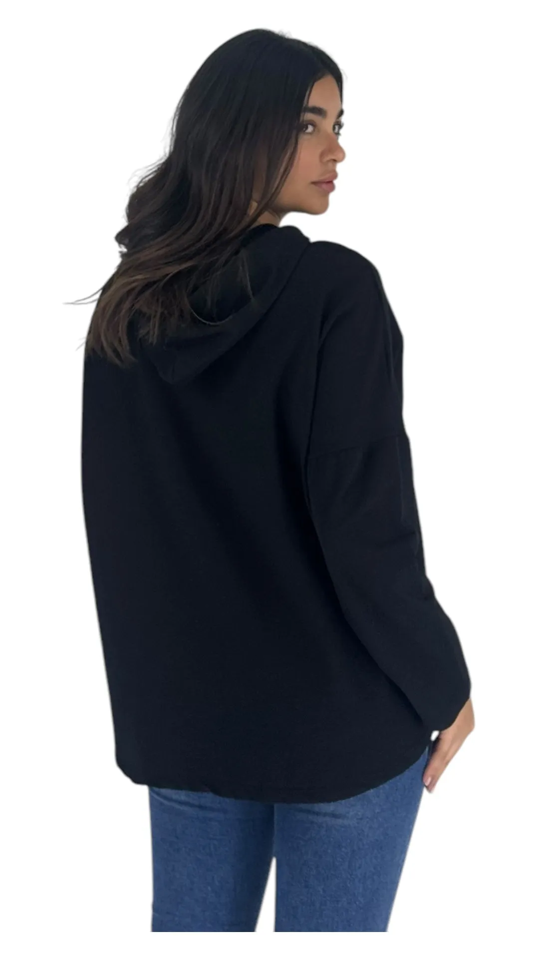Smile black hoodie top
