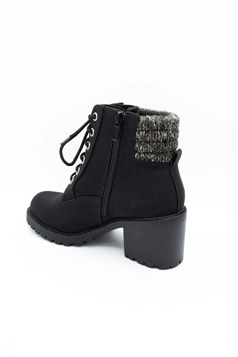 Soda Henry Knit Ankle Lace Up Booties for Women in Black | HENRY-S BLACK