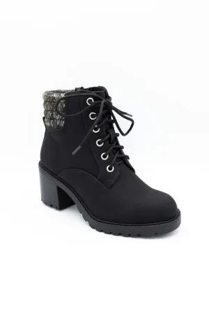 Soda Henry Knit Ankle Lace Up Booties for Women in Black | HENRY-S BLACK