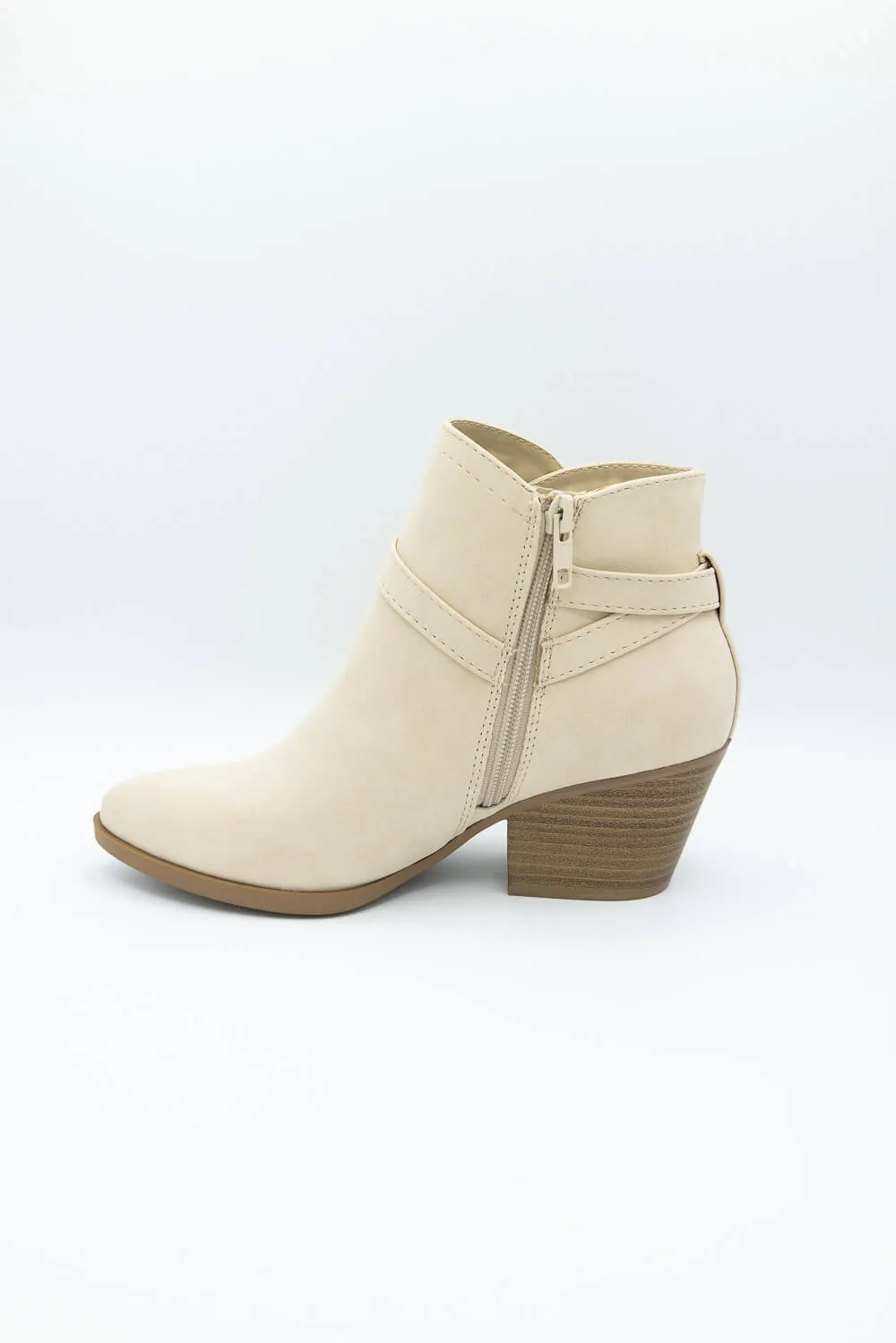 Soda Nadine Buckle Booties for Women in New Beige | NADINE-S NEW BEIGE