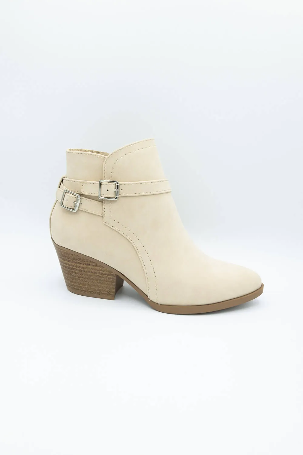 Soda Nadine Buckle Booties for Women in New Beige | NADINE-S NEW BEIGE