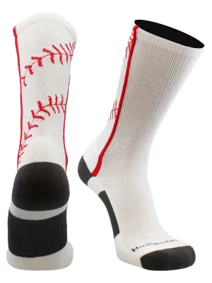 Softball Socks or Baseball Socks with stitches in crew length (multiple colors)