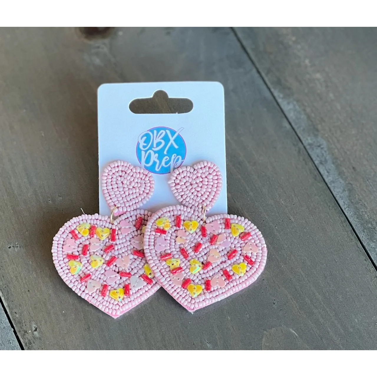 Sprinkle Heart Valentine's Day Seed Bead Dangle Earrings
