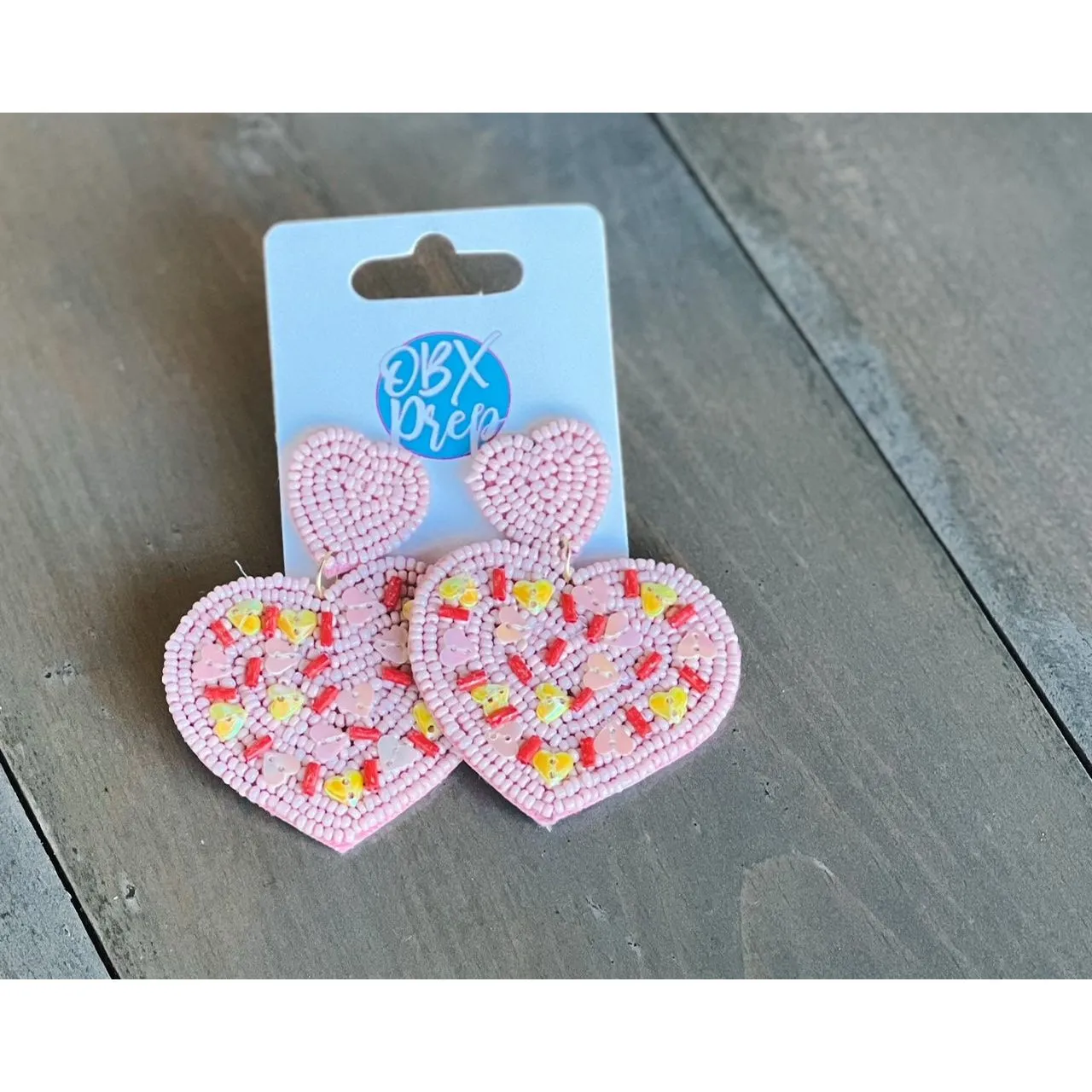 Sprinkle Heart Valentine's Day Seed Bead Dangle Earrings