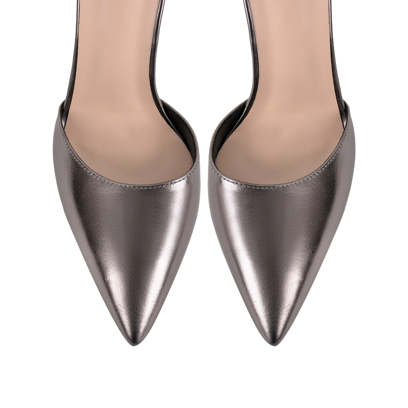 Steel Pointed Toe Double Ankle Strap D'Orsay Pumps