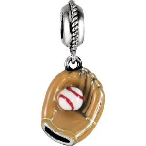 Sterling Silver 12.5x10mm Kera Baseball Glove Charm