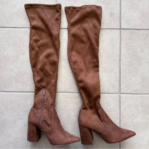 Steve Madden Jacoby Brown Pointed Toe Over-The-Knee Thigh-High Boots