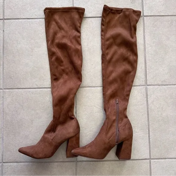 Steve Madden Jacoby Brown Pointed Toe Over-The-Knee Thigh-High Boots