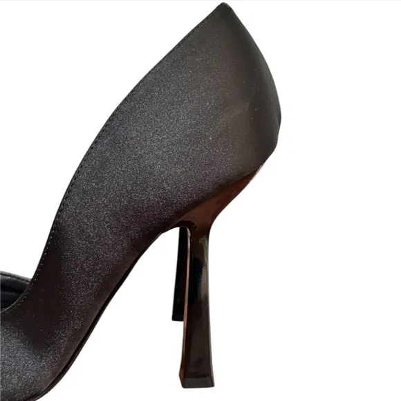 Steve Madden Women's Damzil Half d'Orsay Pointed Toe Satin Black Pump Sz 8.5