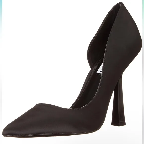 Steve Madden Women's Damzil Half d'Orsay Pointed Toe Satin Black Pump Sz 8.5