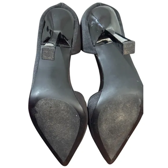 Steve Madden Women's Damzil Half d'Orsay Pointed Toe Satin Black Pump Sz 8.5