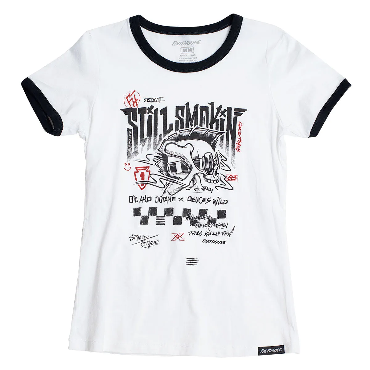 Still Smokin '21 Women's Ringer Tee - White/Black