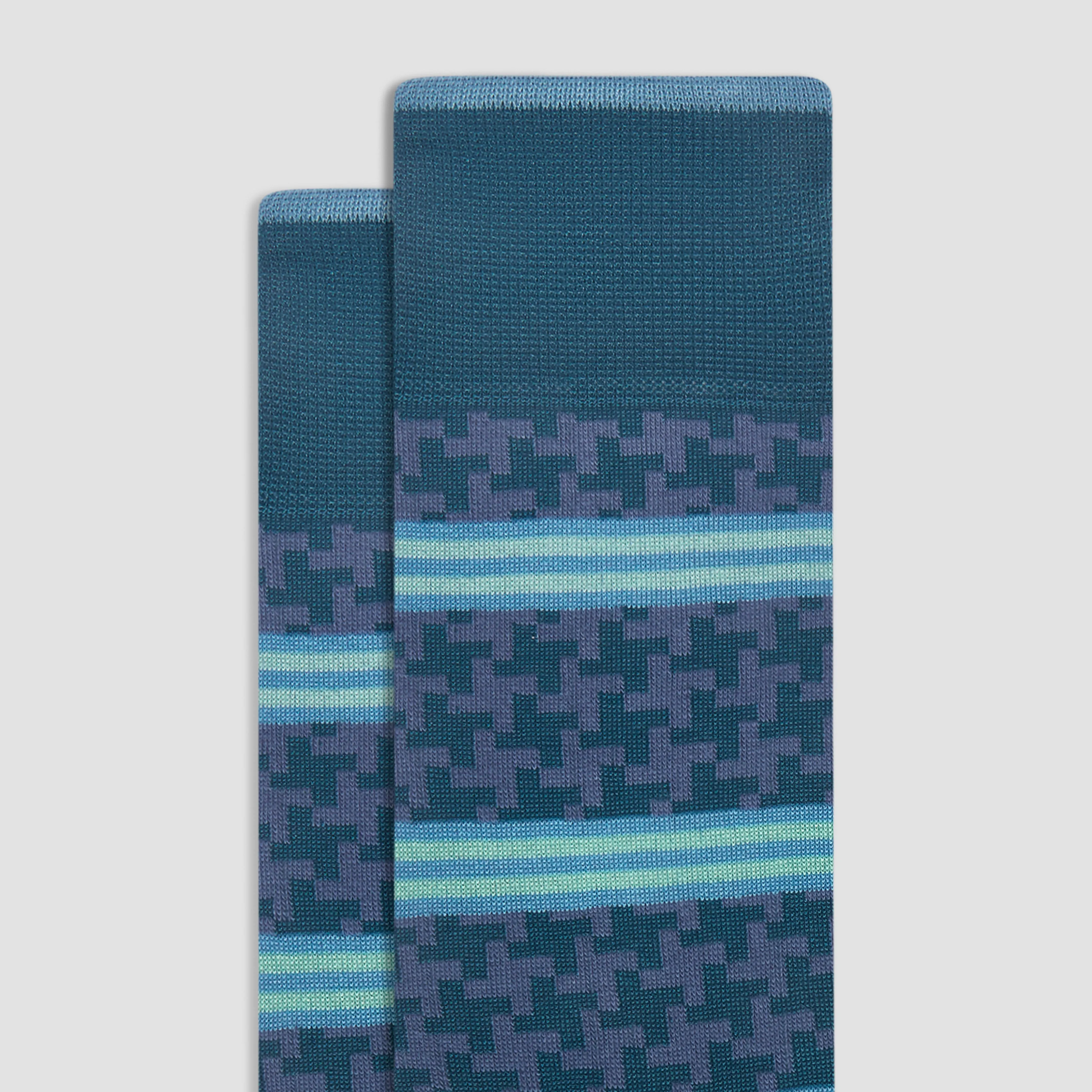 Striped Hound's Tooth Mid-Calf Socks
