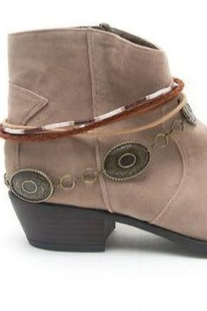 Taupe Faux Suede Anklet Bootie