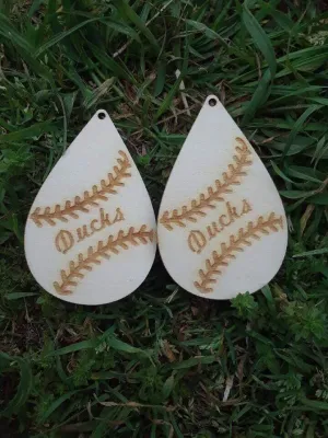 Team Wooden Baseball Earrings