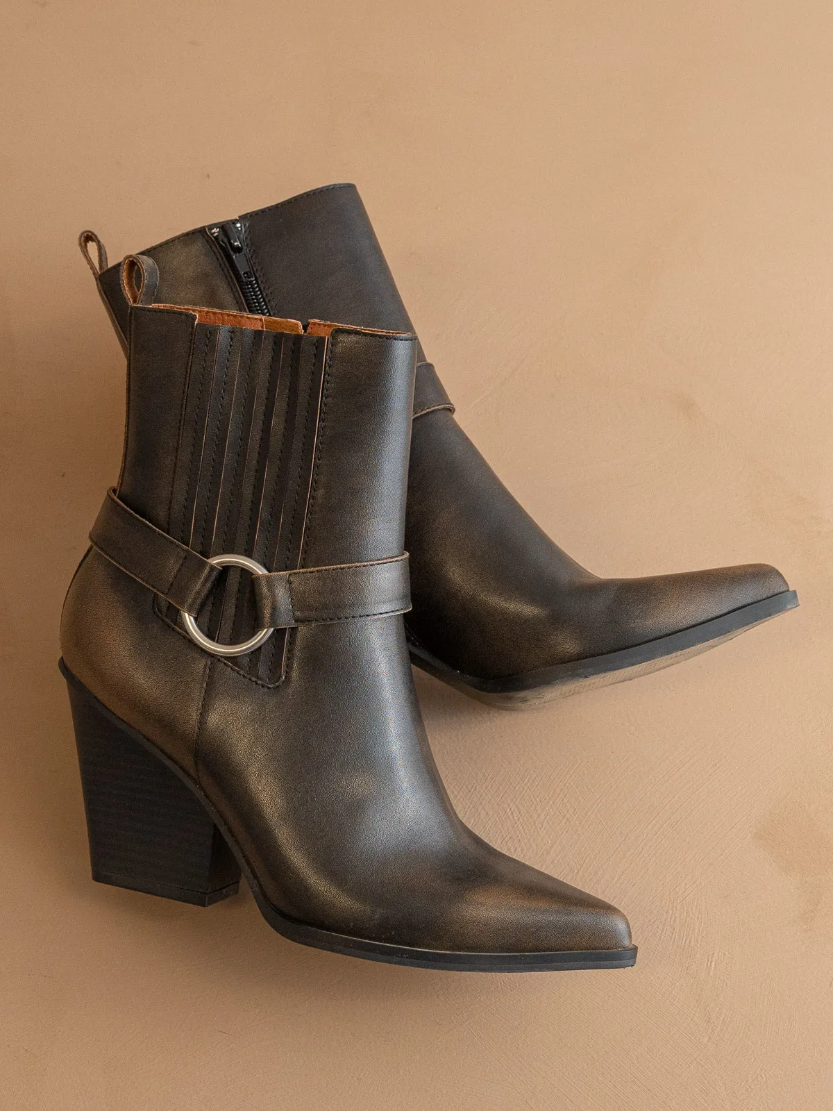 The Carson | Brown Distressed Leather Moto Bootie