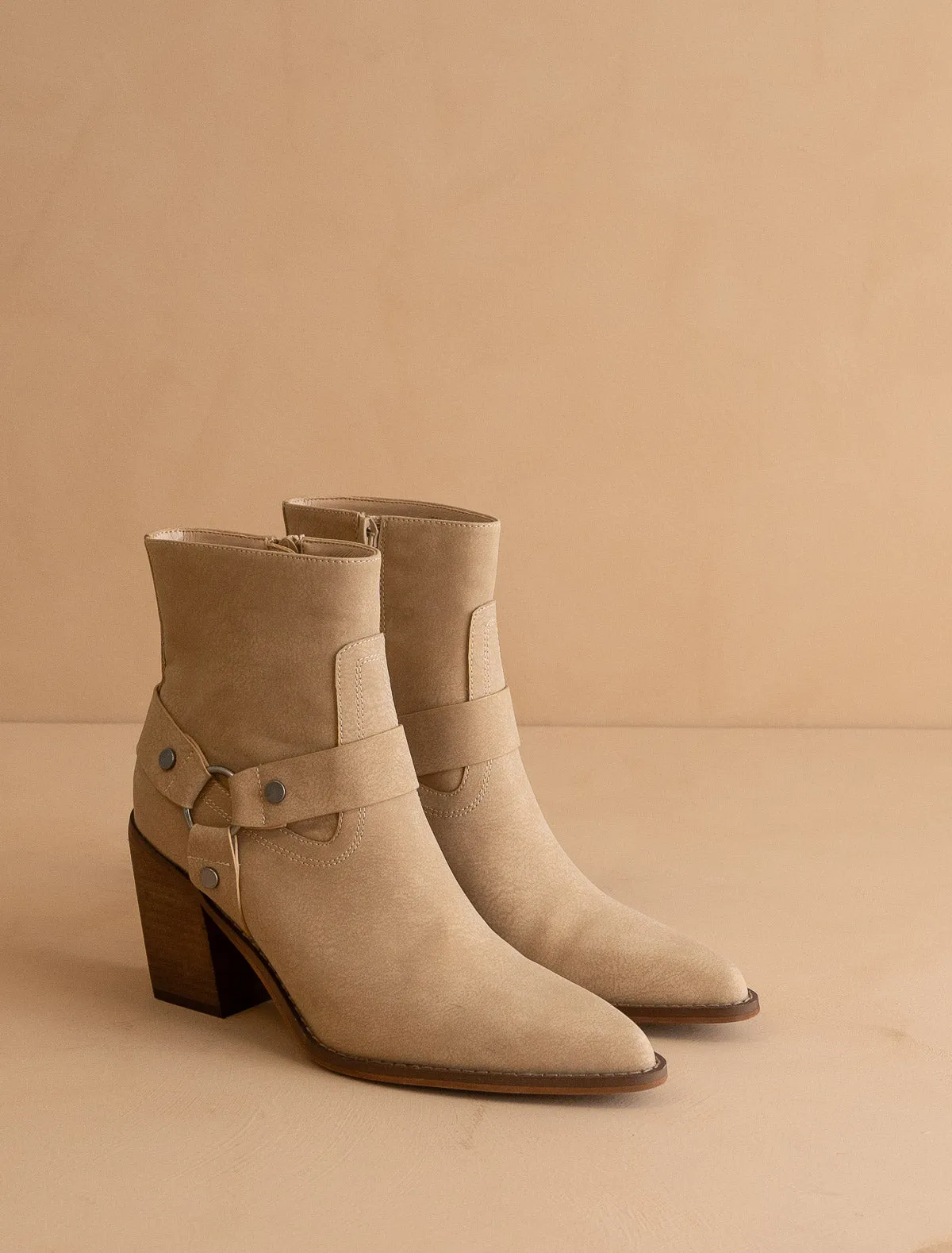 The Jackson | Khaki Pointed Toe Moto Bootie