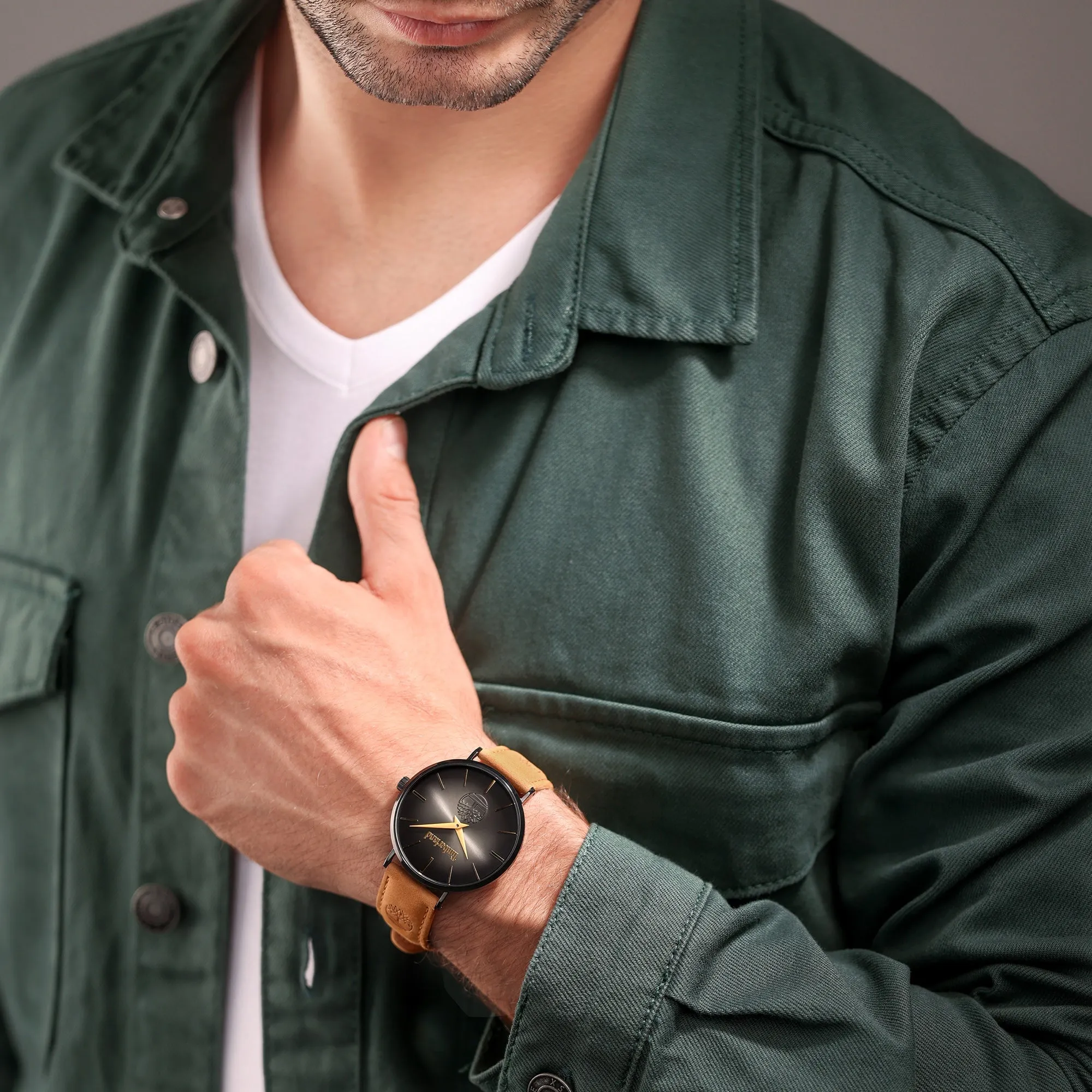 Timberland Rangeley Black-Plated Stainless Steel & Leather Watch