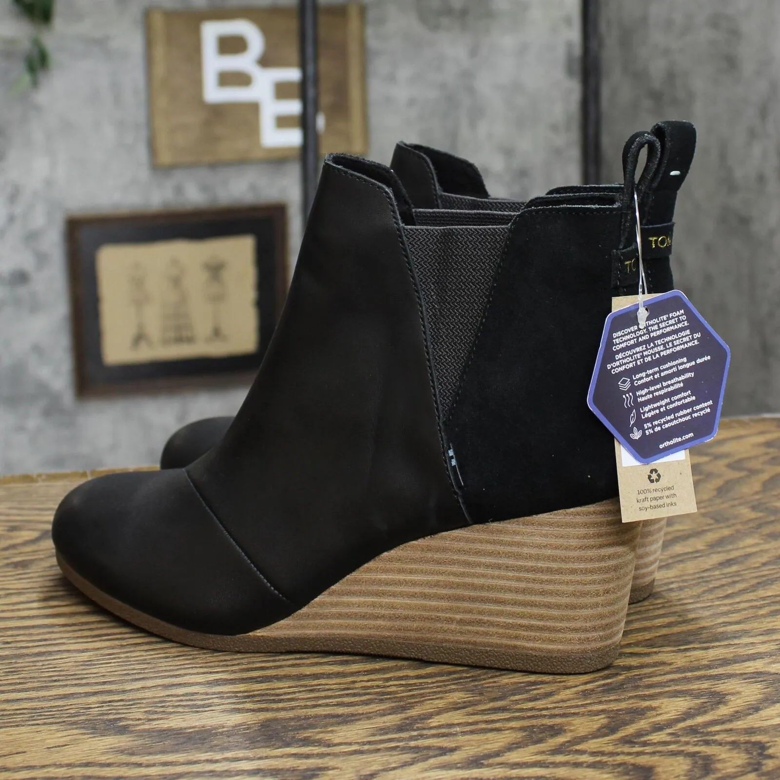 Toms Womens Kelsey Pump Shoes 10015781 Black Leather/Suede 10M