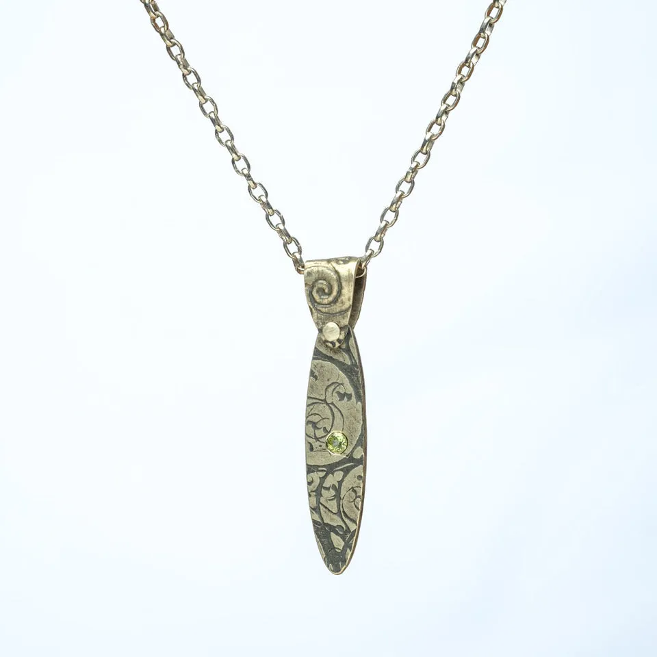 Treescape Pendant with flush set 2mm Peridot