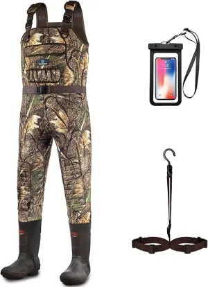 Trudave Reed Grass Chest Waders, Neoprene Fishing Waders with Boots Hanger & 600G Insulated