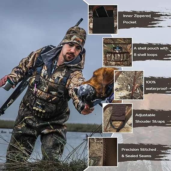 Trudave Reed Grass Chest Waders, Neoprene Fishing Waders with Boots Hanger & 600G Insulated