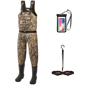 Trudave Reel Reed Chest Waders, Neoprene Fishing Waders with Boots Hanger & 600G Insulated, Waterproof Camo Duck Hunting Waders