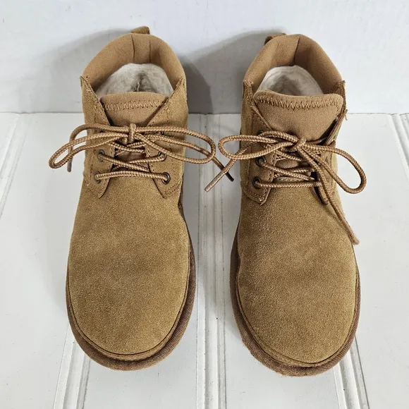 UGG Ankle Boots Girls Size 3 Koolaburra Advay Chestnut Brown Lace Up Winter Shoe