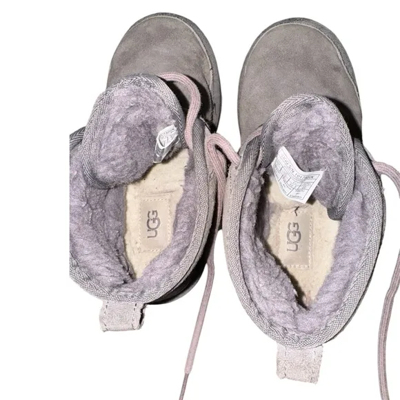 UGG Neumel Grey Suede Sheepskin Booties Size 1