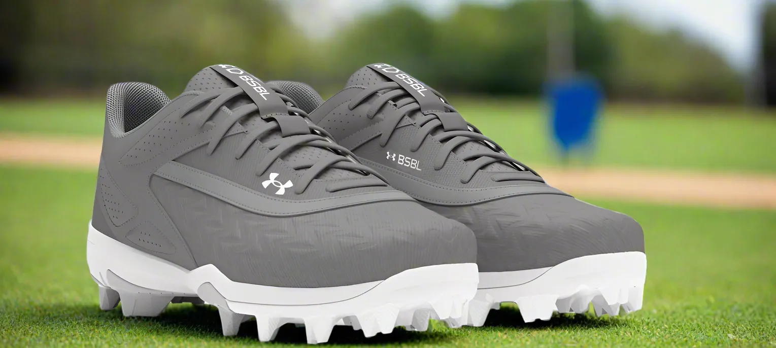 Under Armour Leadoff Low RM Jr. 3.0 Youth Molded Cleat - Gray/White