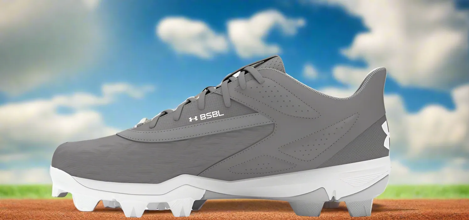 Under Armour Leadoff Low RM Jr. 3.0 Youth Molded Cleat - Gray/White